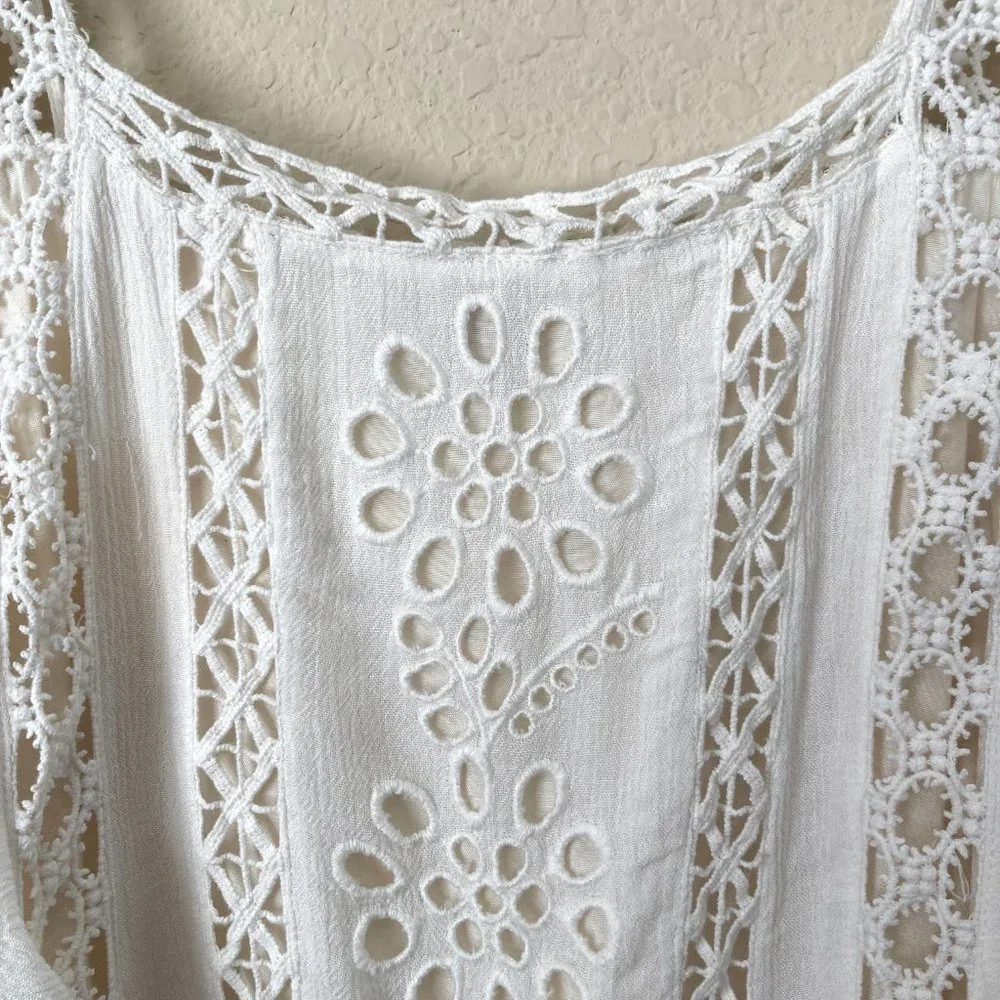 Free People One Boho Eyelet Ruffle Lace Trim Priscilla Mini Dress_5